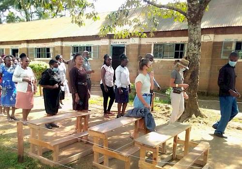 School function with Cindy Voorspuy and staff